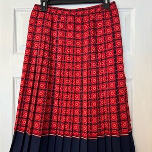 Appleseeds Petite Mediu Pleated Skirt Elastic Waist Red/navy Size PS